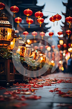 Vibrant Chinese Lanterns Illuminate Festive Street Market photo