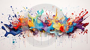 Vibrant Fusion: Abstract Art of Colorful Ink Splashes on Canvas photo