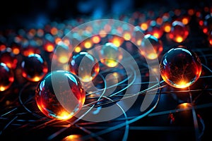Glowing Orb Network: Illuminated Technology in Enigmatic Darkness photo