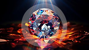 Captivating Photograph of Massive Diamond Gleaming with Mesmerizing Colorful Light Refractions. Generative Ai