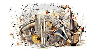 In a captivating photograph, a whirlwind of musical notes and instruments takes center stage, celebrating International Music Day