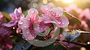 Captivating Primrose: A Serene Morning Portrait Of Fresh Dew-drenched Flowers