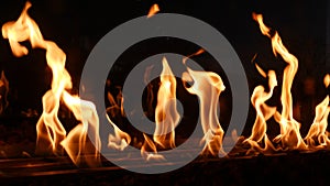 Captivating restaurant fireplace at night