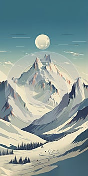 Captivating Retro Vintage Poster For Les Grands Montets