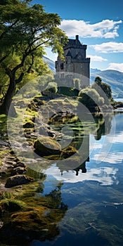 Captivating Scottish Landscape: Eilean Donan Castle Amidst Nature\'s Serene Beauty