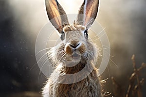 Captivating Side view portrait of wild rabbit. Generate ai