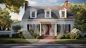 Captivating Snapshot of a Timeless Dutch Colonial House Nestled in Nostalgia - AI Generative