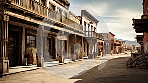 Captivating Snapshot of a Wild West Town Street. A Glimpse into the Old Western Frontier