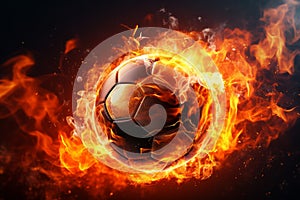 Captivating Soccer ball flame. Generate Ai