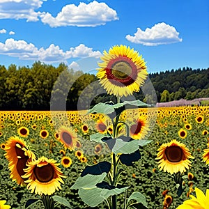 Captivating summer backdrop with a mix of sunflowers and daisies.
