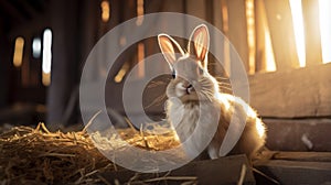 Captivating Sunset Scene: Bunny In Unreal Engine 5 Barn