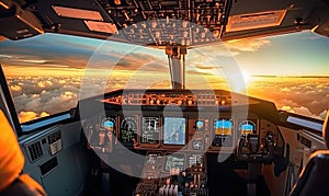 A Captivating Sunset View from the Cockpit