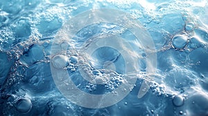 Captivating Surface of Bubbles in Blue Tranquil Water