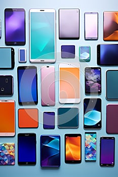 Vibrant Mobile Devices on Marble Countertop