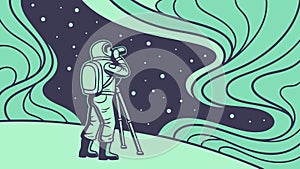 AstroExplorer. Astronaut in Cosmic Landscape. vector design Generative AI