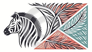 Geometric Zebra Head with Abstract Design Vector Illustration, vector design Generative AI