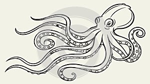 Mystical Octopus Sea Creature Icon Vector Illustration, Ocean Life, vector design Generative AI photo
