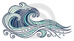 Abstract Ocean Wave Swirl, Dynamic Nautical Element, vector design Generative AI