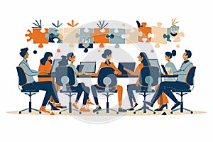 Puzzle-Themed Teamwork Concept AI Generated