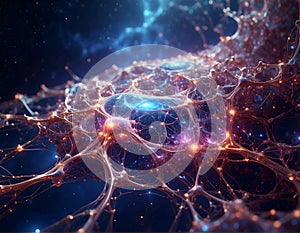 Captivating Visual Metaphor for an Artificial Neural Network or Brain Function