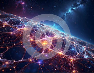 Captivating Visual Metaphor for an Artificial Neural Network or Brain Function