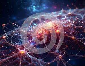 Captivating Visual Metaphor for an Artificial Neural Network or Brain Function