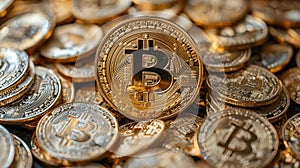 The World of Bitcoin: A Digital Financial Landscape. Generative AI photo