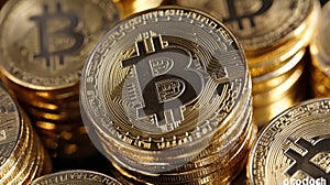 The World of Bitcoin: A Digital Financial Landscape. Generative AI photo