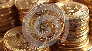 The World of Bitcoin: A Digital Financial Landscape. Generative AI photo