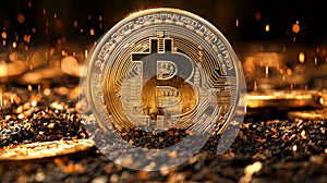 The World of Bitcoin: A Digital Financial Landscape. Generative AI photo