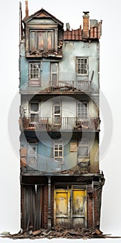 Captivatingly Atmospheric Cityscape: A Model Of A Damaged House