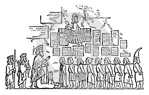 Captive Insurgents Brought before Darius, vintage illustration