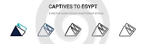 Captives to egypt icon in filled, thin line, outline and stroke style. Vector illustration of two colored and black captives to