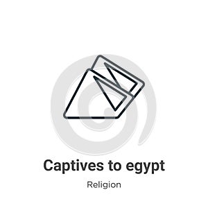 Captives to egypt outline vector icon. Thin line black captives to egypt icon, flat vector simple element illustration from