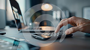 Capture a closeup of a hand using a calculator app