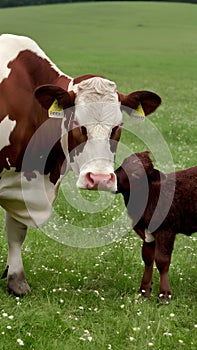 Capture Cow and calf share tender moment, embodying maternal love and bond