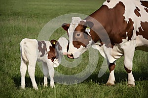 Capture Cow and calf share tender moment, embodying maternal love and bond