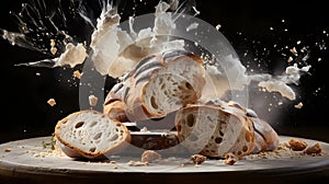 Capture dynamic splashes of food in flying Asian food photography. Flying strawberry & banana chunks as the main subject