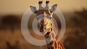 Capture the essence of Africa's wildlife as you observe a solitary giraffe at sunset