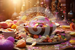 Capture the essence of Holi feasting with a