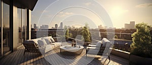 Balcony With Couch, Table, and Chairs, A Perfect Spot for Relaxation and Entertainment