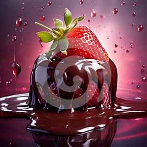 capture the essence of temptation with a close up image of a strawberry surrounded by a pool of deca