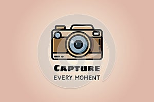 Capture every moment. Vintage camera or retro camera, vector flat illustration