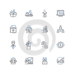 Capture a firm line icons collection. Acquire, Seize, Confiscate, Apprehend, Arrest, Takeover, Nab vector and linear