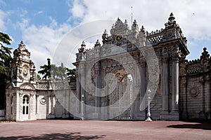 Expansive View of DolmabahÃ§e Palace\'s Grand Imperial Gate and Courtyard photo