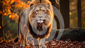 Capture the majestic beauty of a lion standing tall in the savannah of africa.