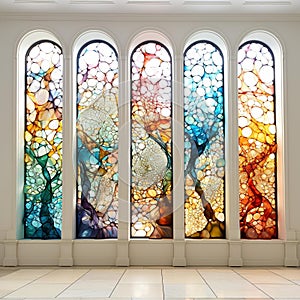 Vibrant Abstract Stained Glass: Intricate Details & Colors photo