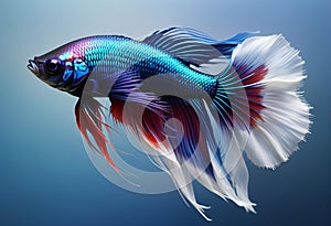 Capture the moving moment of red-blue siamese fighting fish isolated on black background