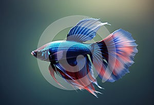 Capture the moving moment of red-blue siamese fighting fish isolated on black background