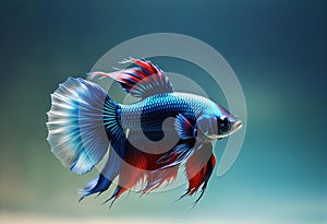 Capture the moving moment of red-blue siamese fighting fish isolated on black background